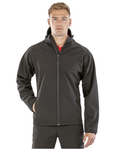 RES-R911M-Mens Recycled 3-Layer Printable Hooded Softshell Jacket